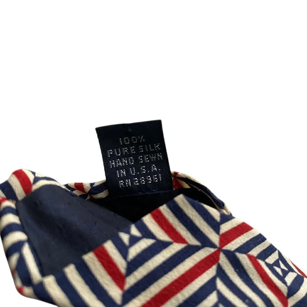Vintage Burberrys of London Men's Tie Necktie Silk Hand Sewn Blue Red Beige